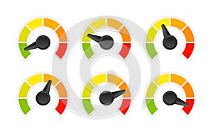 Rating customer satisfaction meter. Different emotions art design from red to green. Abstract concept graphic element of