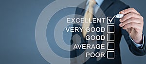 Rating excellent. Hand chooses excellent, one of five options. Excellent Customer Service Rating. excellent business services