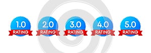 Rating five stars set, customer feedback five star template. Vector illustration.