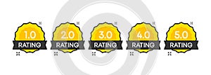 Rating five stars set, customer feedback five star template. Vector illustration.