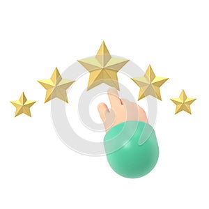 Rating icon. Star 3d illustration flat design. Feedback concept. Evaluation system. Positive review. Quality work.