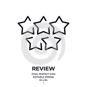 Rating, review or customer satisfaction concept editable stroke outline icon isolated on white background flat vector illustration