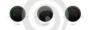 Rating satisfaction. Buttons Rating. Volume music control. Volume knob, for websites UI or applications app for smartphones or