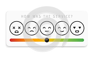 Rating satisfaction. Feedback in form of emotions. Excellent, good, normal, bad awful Vector