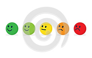 Rating satisfaction. Feedback in form of emotions. Review of consumer. Vector illustration