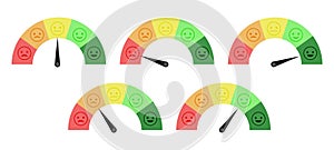 Rating scale. Emotion meter. Customer satisfaction or pain levels. Vector concept