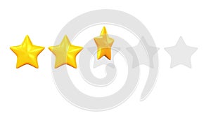 Rating score of golden stars from 5 to 1