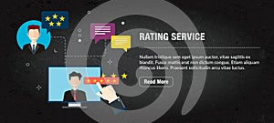 Rating service, banner internet with icons in vector