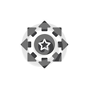 Rating star with arrows around vector icon