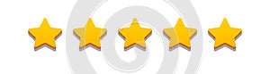 Rating stars gold realistic style for feedback