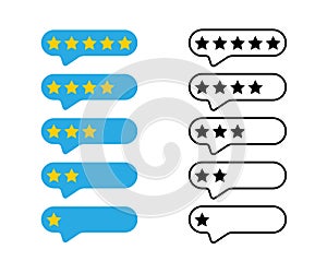 Rating stars in trendy flat and lines design. Feedback concept. Review rating bubble speeches