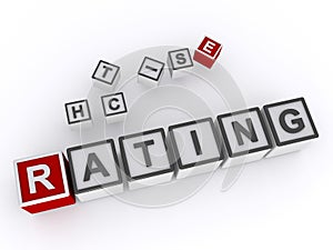 rating word block on white