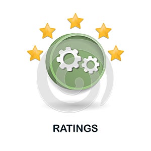 Ratings icon. 3d illustration from customer support collection. Creative Ratings 3d icon for web design, templates