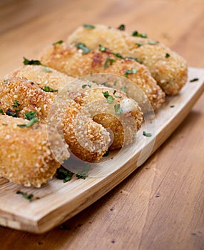 Ration of Croquettes. Typical Tapa of Spanish Cuisine.