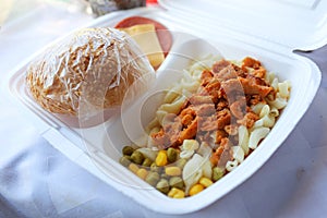 Ration of fast food on train