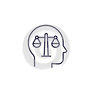 Rational thinking or rationality line icon