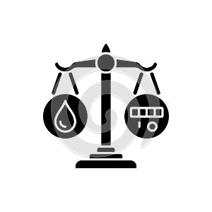 Rational water consumption black glyph icon