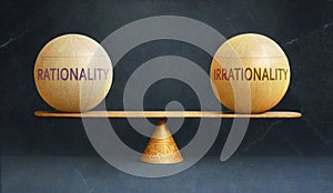 Rationality and Irrationality in balance - a metaphor showing the importance of two aspects of life staying in equilibri photo