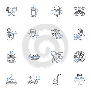 Rations line icons collection. Provisions, Supplies, Food, Water, Nutrition, Meals, Sustenance vector and linear