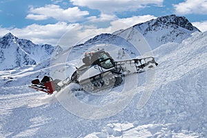 Ratrac snowcat in alps