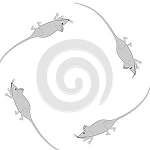 Rats and mice as design elements - stylized animals, fairy tales, children illustration or horoscopes