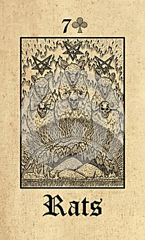 Rats. Tarot card from Lenormand Gothic Mysteries oracle deck