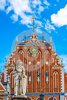 Ratslaukums square with the House of Blackheads in old town of Riga in Latvia....IMAGE