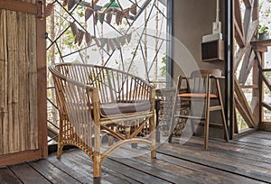 Rattan Arm Chair in Country Interior Design Room Style