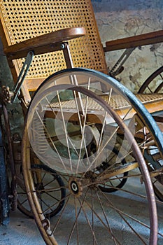 Vintage Wheelchair closeup Circa 1850s photo