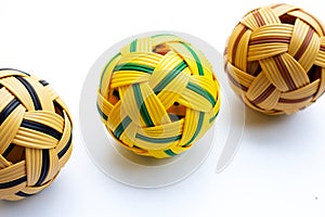 Rattan balls on white background