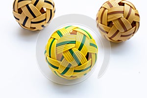 Rattan balls on white background