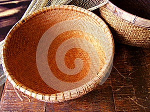 Rattan basket and fishing net