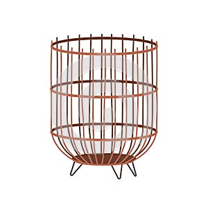 Rattan basket, trendy home interior storage, basketwork. Empty basketry, natural wickerwork, big deep tall vine wicker