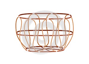 Rattan basket, trendy home storage wickerwork. Empty woven basketry, natural wicker container, bin in modern fashion