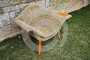 Rattan chair with side table