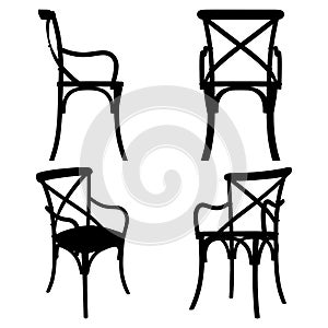 Rattan Chair Silhouette Vector. Illustration Isolated On White Background. A vector illustration Of A Chair.