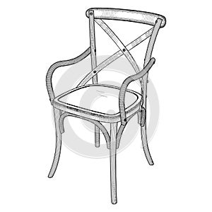 Rattan Chair Vector. Illustration Isolated On White Background. A vector illustration Of A Chair.