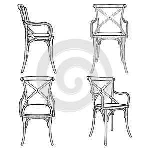 Rattan Chair Vector. Illustration Isolated On White Background. A vector illustration Of A Chair.