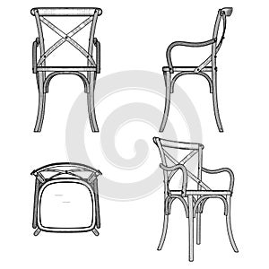 Rattan Chair Vector. Illustration Isolated On White Background. A vector illustration Of A Chair.