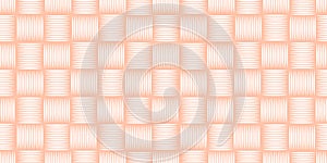 Rattan fabric texture. Basket weave vector seamless pattern background. Organic boho blend backdrop. Peach