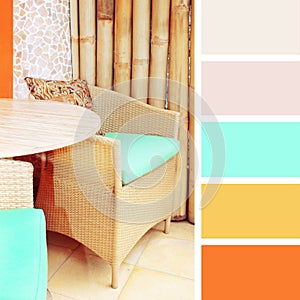 Rattan furniture. color palette swatches