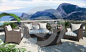 Rattan furniture in the exterior - concept and design