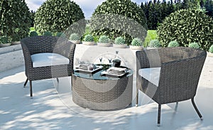 Rattan furniture in the exterior - concept and design
