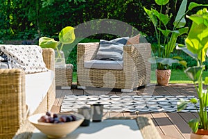 Rattan furniture on patio