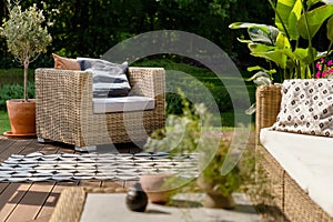 Rattan furniture on the porch