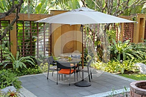 Rattan garden table and chairs, Dining garden chair outdoor in garden,  Furniture in modern patio
