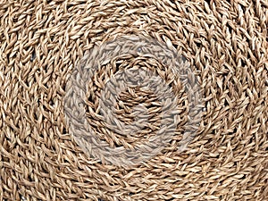 Rattan texture close up. Straw background in macro style.