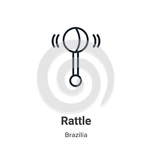 Rattle outline vector icon. Thin line black rattle icon, flat vector simple element illustration from editable brazilia concept photo