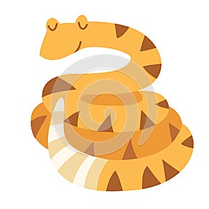 Rattlesnake. Flat cartoon vector illustration