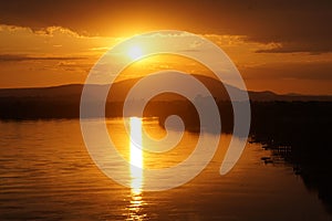 Rattlesnake Mountain Sunset during Spring Flooding, Richland, WA photo